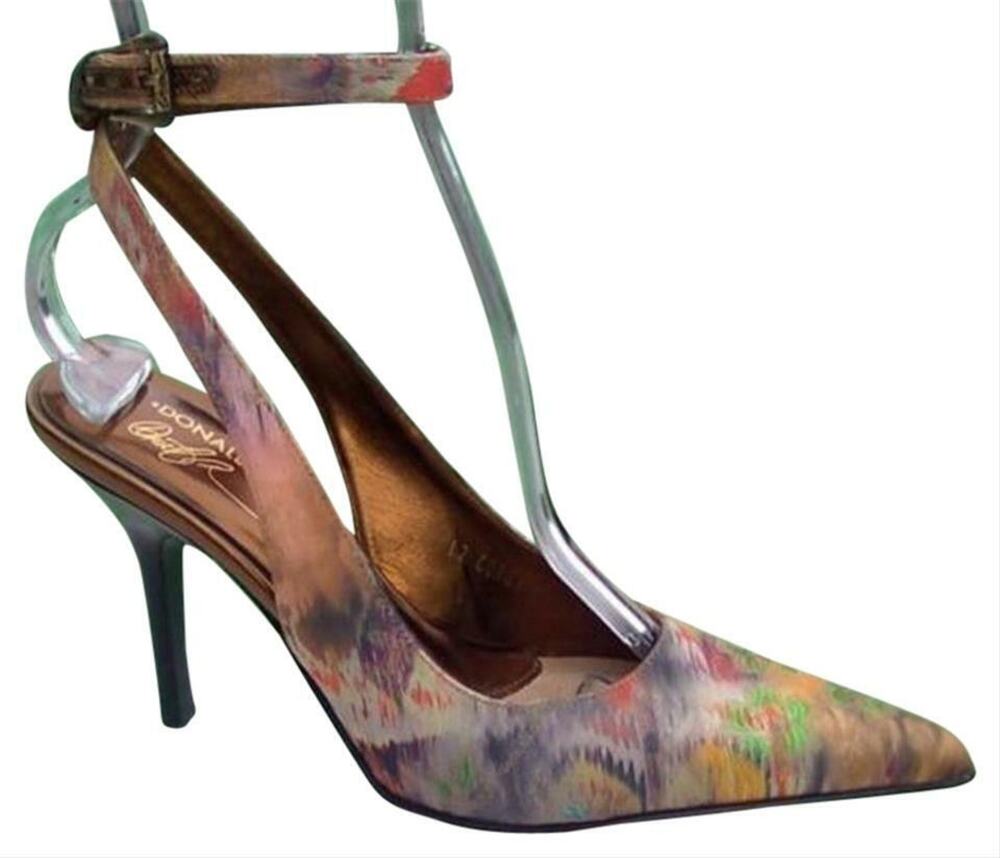 Donald Pliner Hand Painted Leather Shoe Pump New Exotic Ankle Strap $400 NIB 6.5